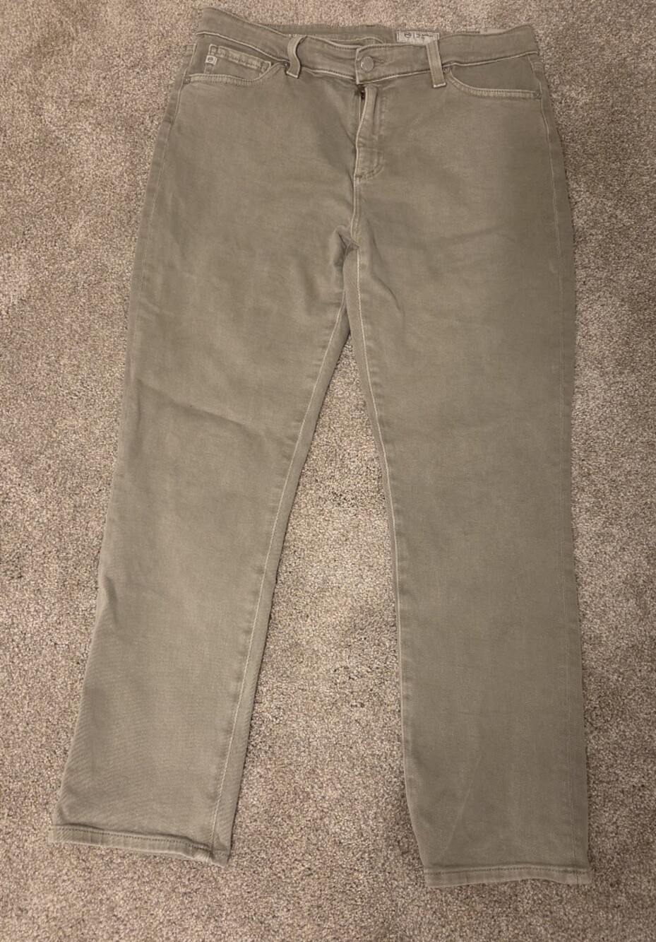AG Adriano Goldschmied Mari Crop High Rise Slim Straight Olive Pants